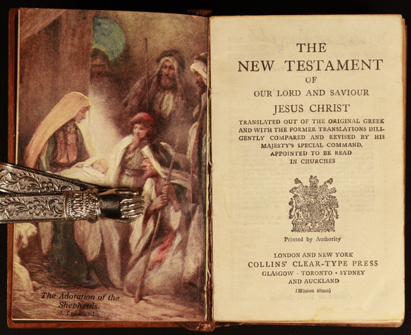 c1920 The New Testament Of Our Lord Jesus Christ Antiquarian Bible Wooden Covers