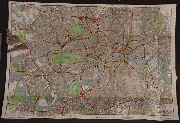 c1910 Philip's Tape Indicator Map Of London Antique British Map w/Tape Book
