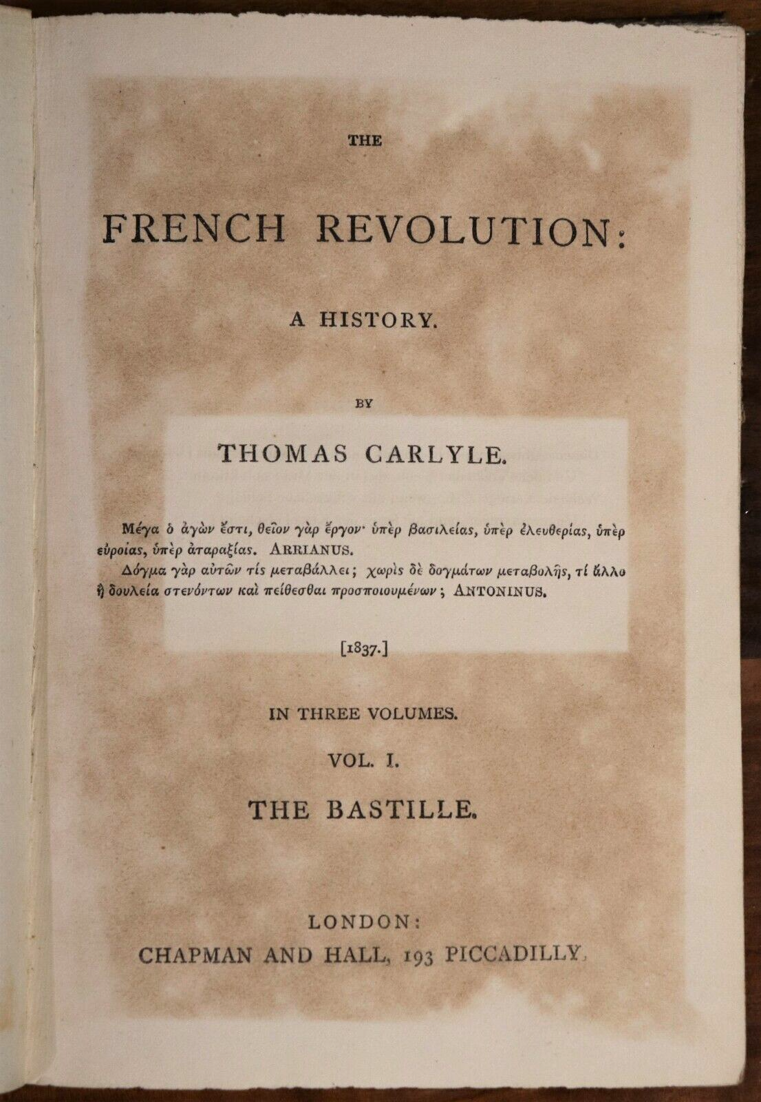 c1870 3vol The French Revolution: A History by Thomas Carlyle Antiquarian Books