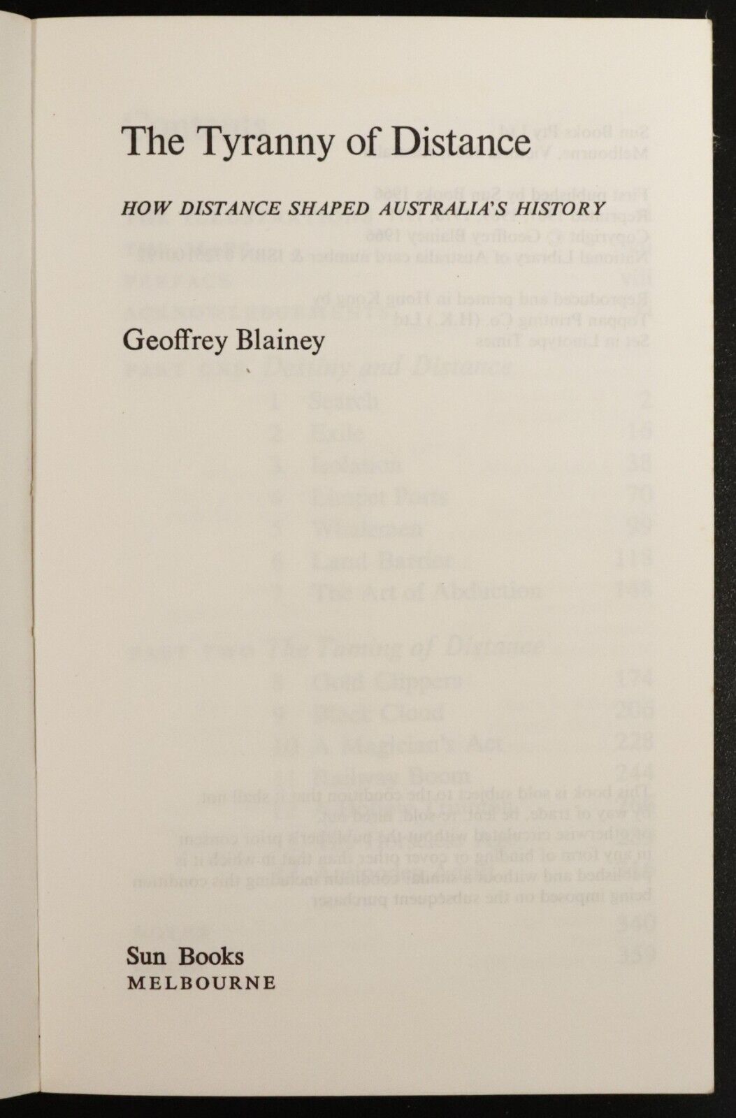 1971 The Tyranny Of Distance by Geoffrey Blainey Australian History Book