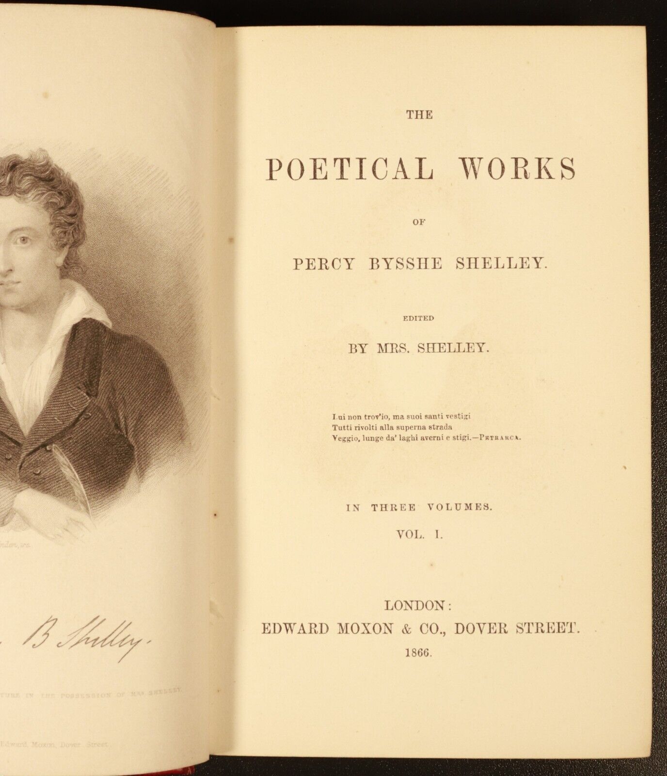 1866 3vol Poetical Works Of Percy Bysshe Shelley Antique Poetry Book Set Fine