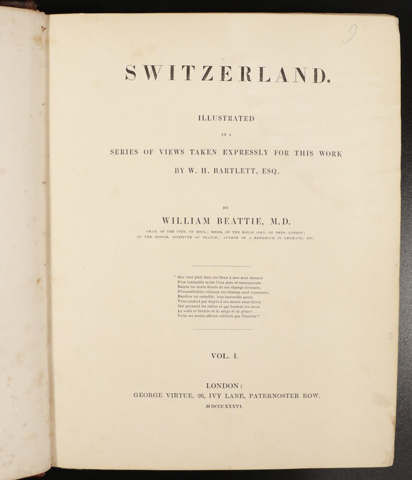 1836 2vol Switzerland Illustrated by Beattie & Bartlett Antiquarian Plate Book