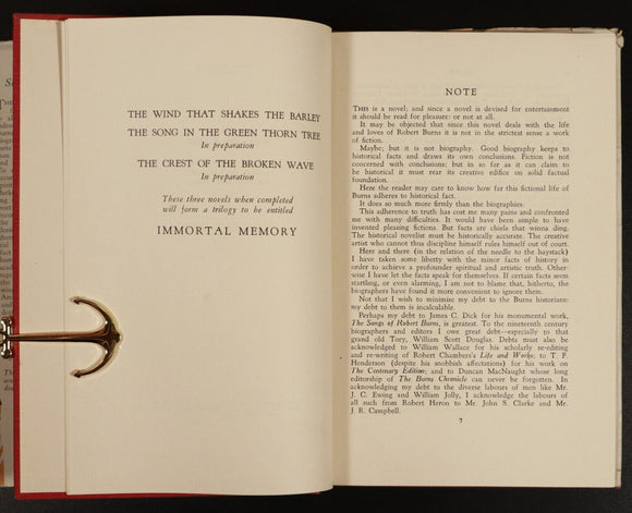 1947 The Wind That Shakes The Barley by James Barke Robert Burns Literature Book