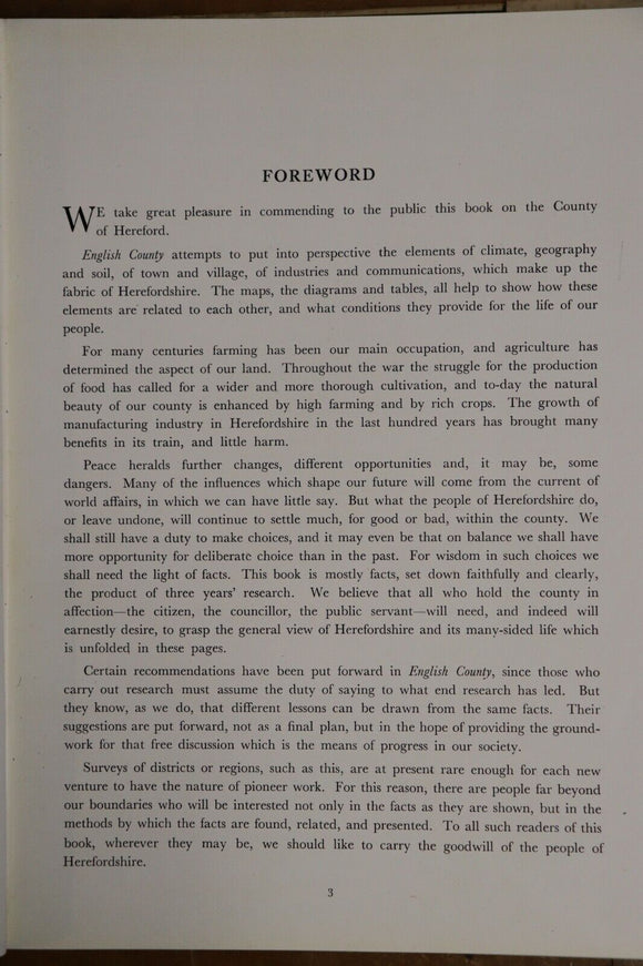 1946 English County Planning Survey Herfordshire Antique Post WW2 Architect Book
