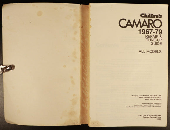 1979 Chilton's Camaro 1967-79 Repair & Tune-Up Guide Automotive Reference Book