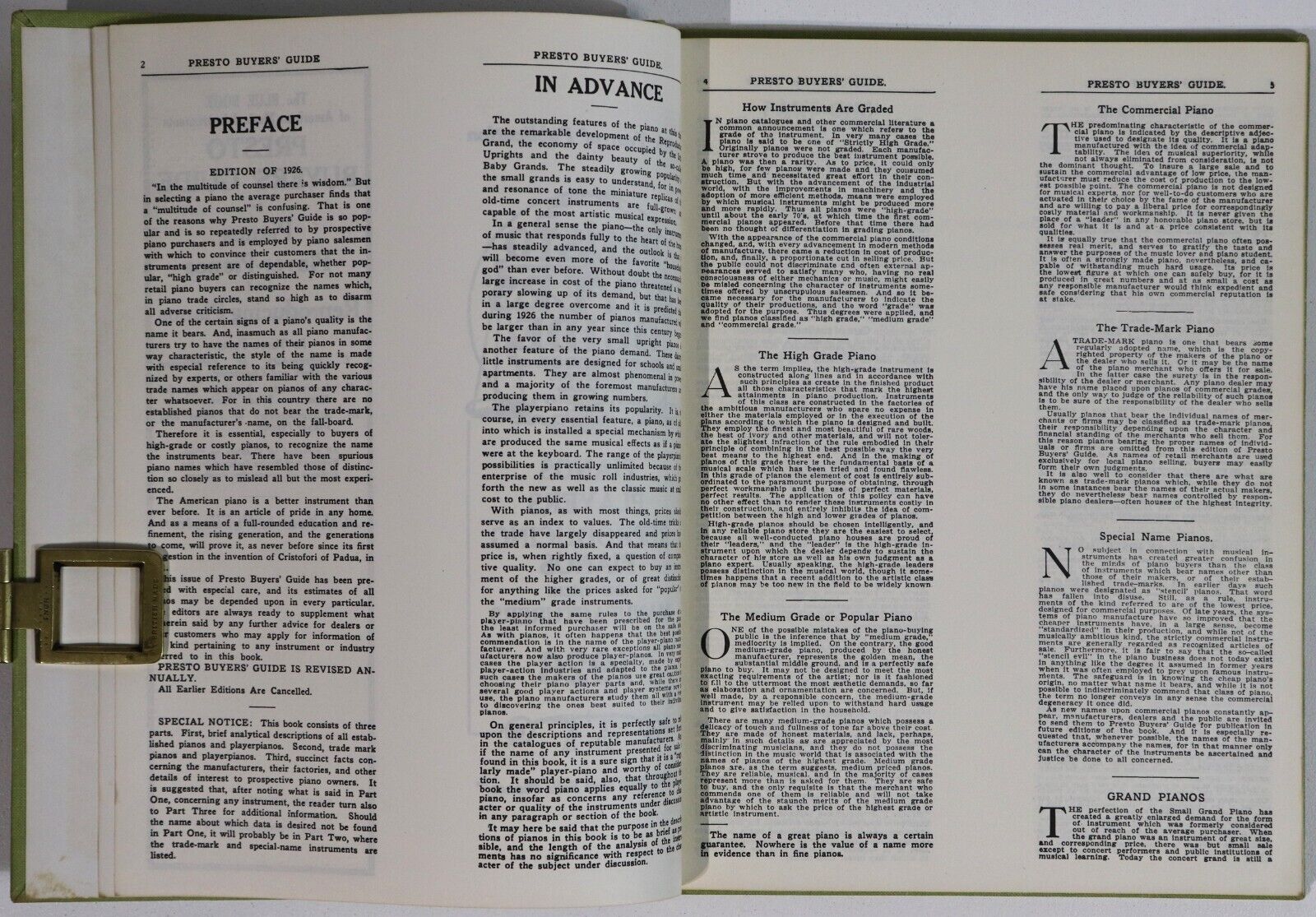 1926 Presto Buyers Guide - Reproducing Piano Antique Music Reference Book