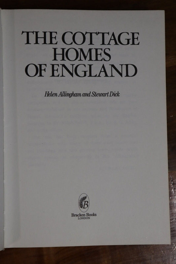 1986 The Cottage Homes Of England British Architecture Reference Book