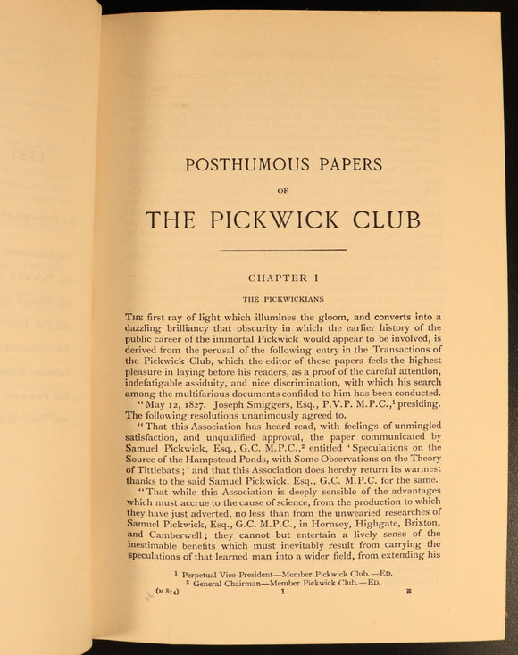 1912 The Pickwick Club by Charles Dickens Antique Fiction Book Gresham V2