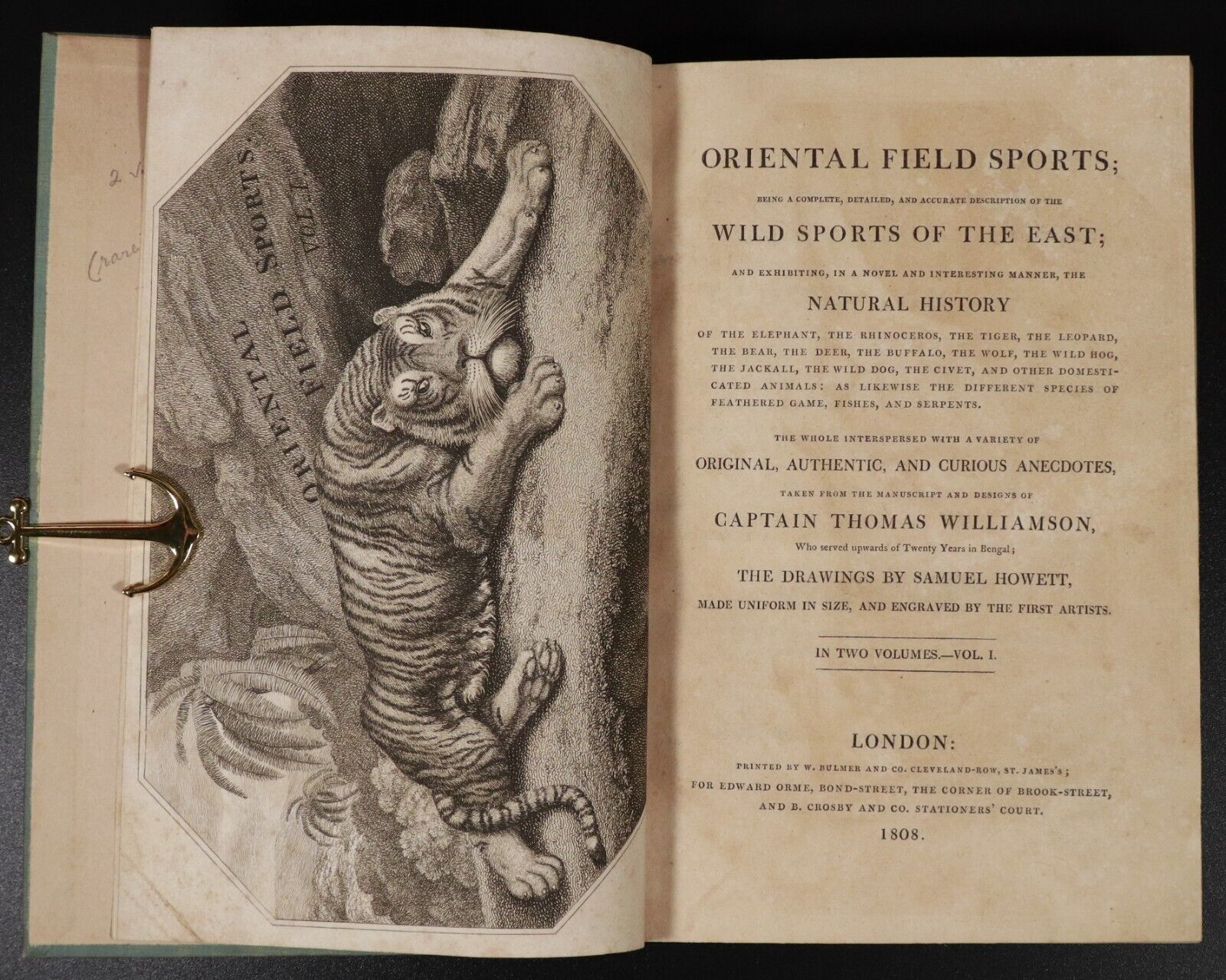 1808 2vol Oriental Field Sports Antiquarian Natural History Plate Book Set