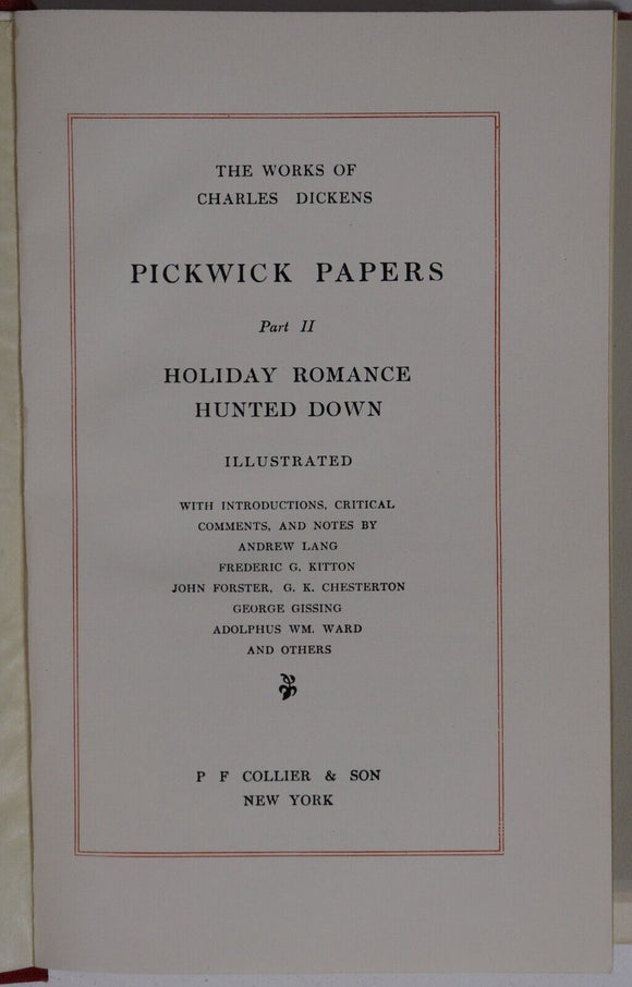 1911 2vol Pickwick Papers by Charles Dickens Antique British Fiction Book Set