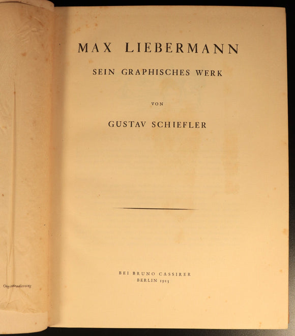 1923 Max Liebermann: Sein graphisches Werk Antique German Art Book G. Scheifler