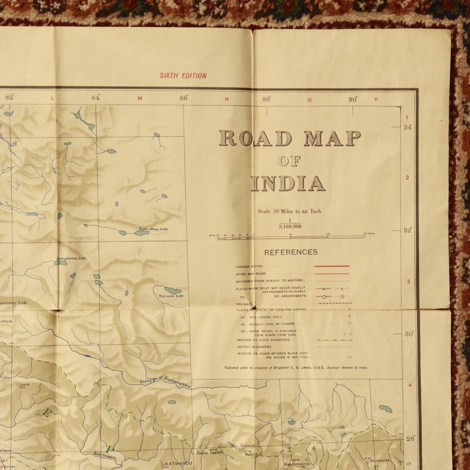 1945 Road Map Of India Antique Map Travel Book Survey Of India 112cm x 79cm