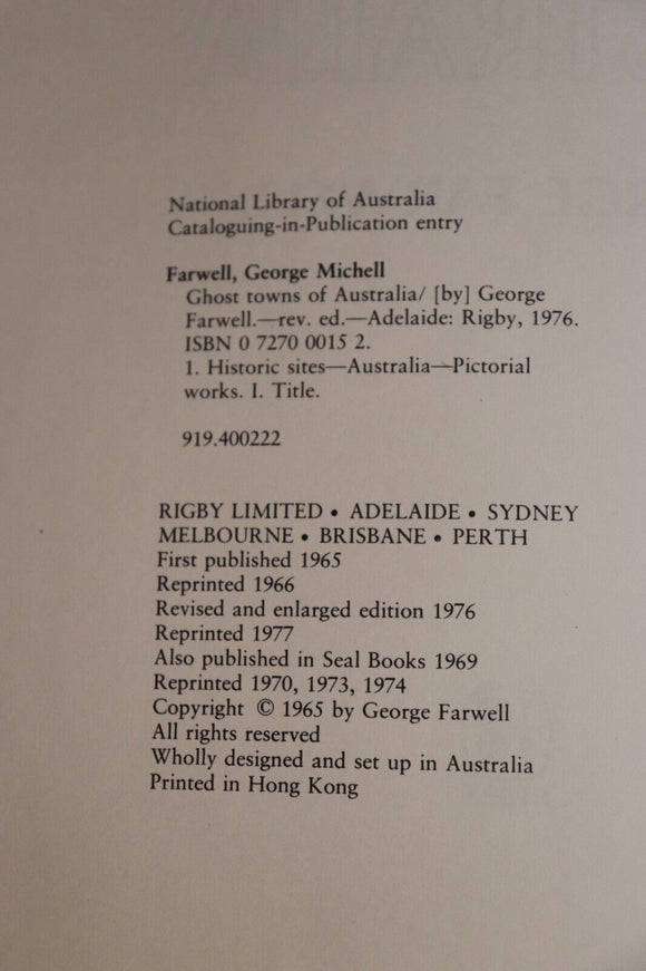 1977 Ghost Towns of Australia by George Farwell Australian History Book