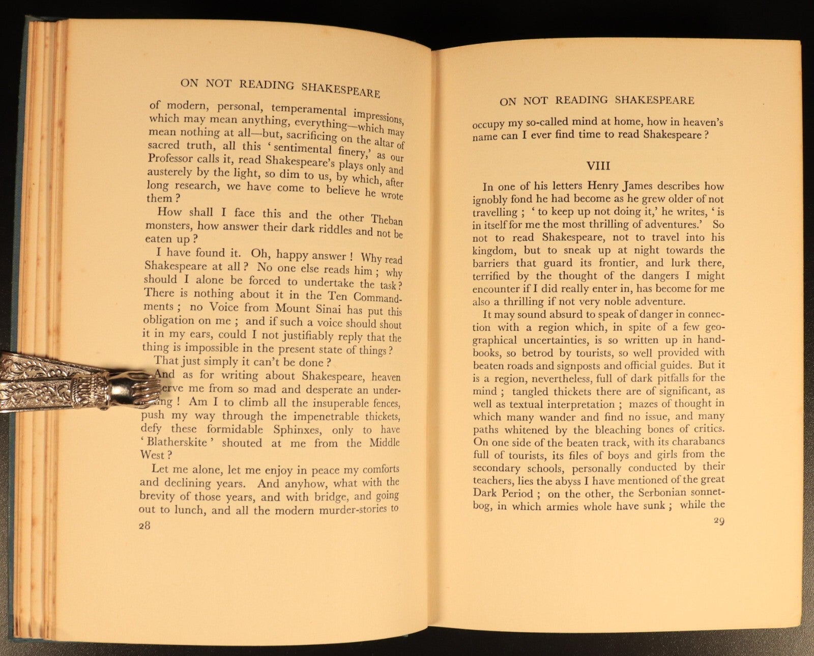 1934 On Reading Shakespeare by Logan Pearsall Smith Antique Literature Book