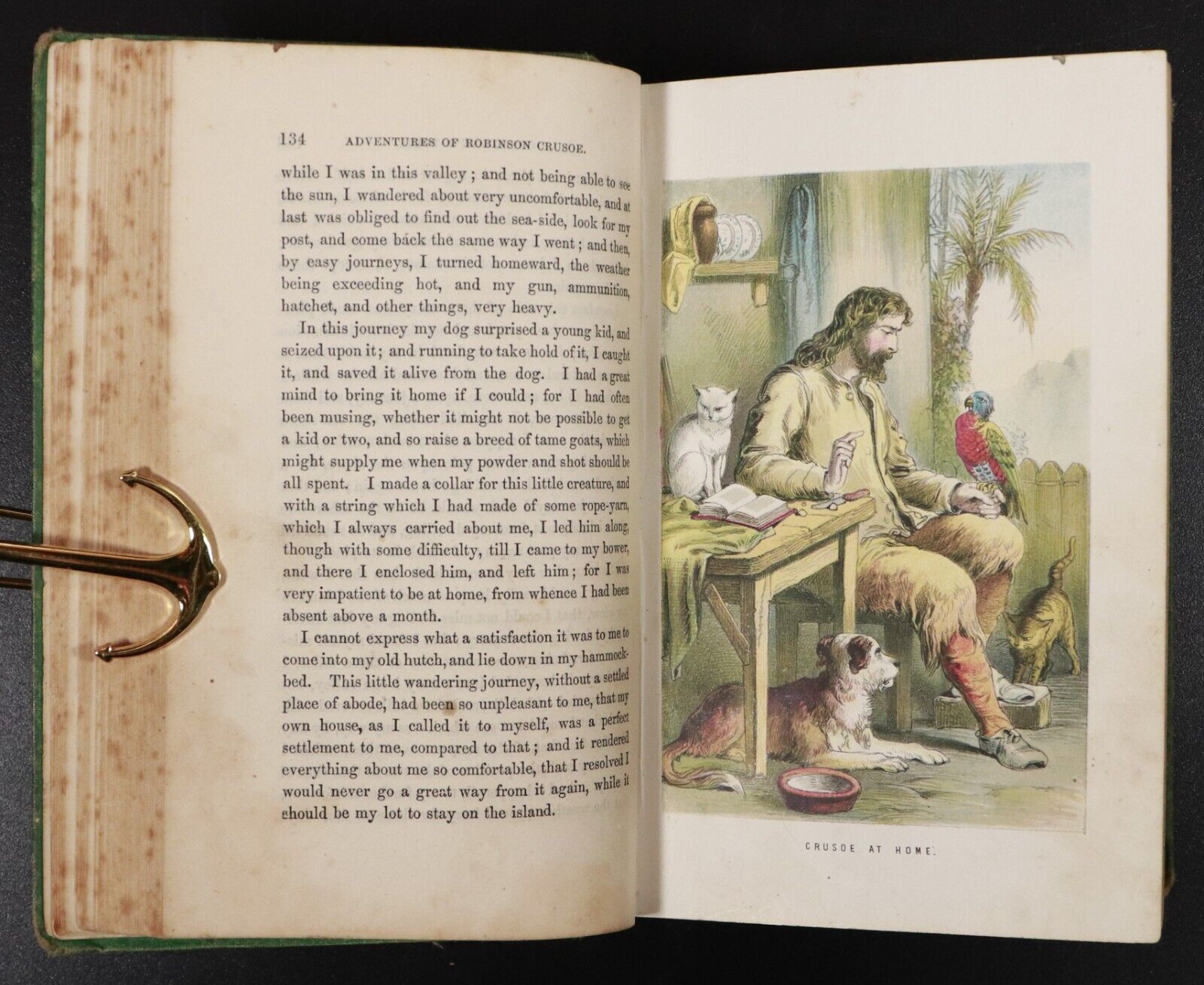 1876 Life & Adventures Of Robinson Crusoe by Daniel Defoe Antique Fiction Book