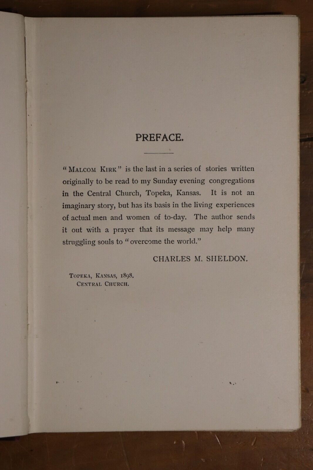 1898 Malcolm Kirk: Overcoming The World by CM Sheldon Antique Fiction Book