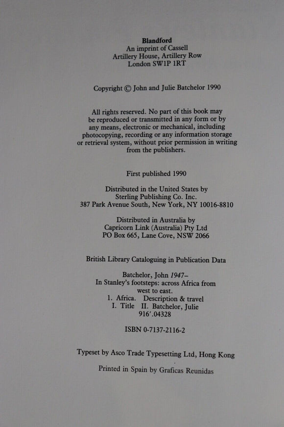 1990 In Stanley's Footsteps by J&J Batchelor 1st Edition Exploration Book