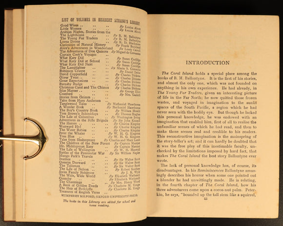 The Coral Island by R.M. Ballantyne c1920 Antique Scottish Fiction Book