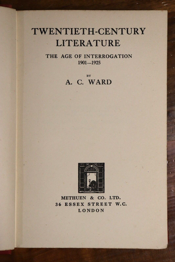 1928 Twentieth Century Literature by AC Ward Antique Literature History Book - 0