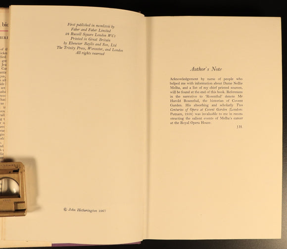 Melba A Biography by John Hetherington 1967 SIGNED Australian Theatre Book