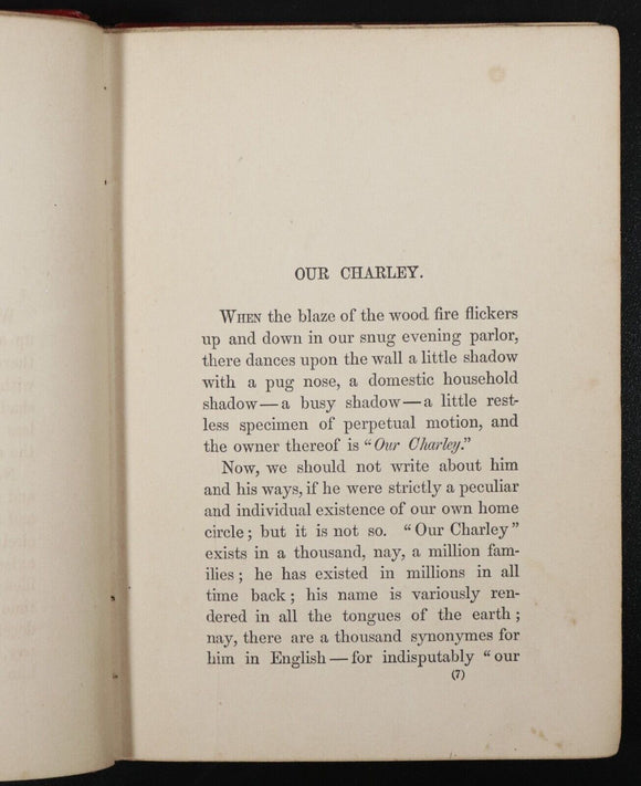 1858 Our Charley & What To Do With Him by Harriet B. Stowe Antique Fiction Book