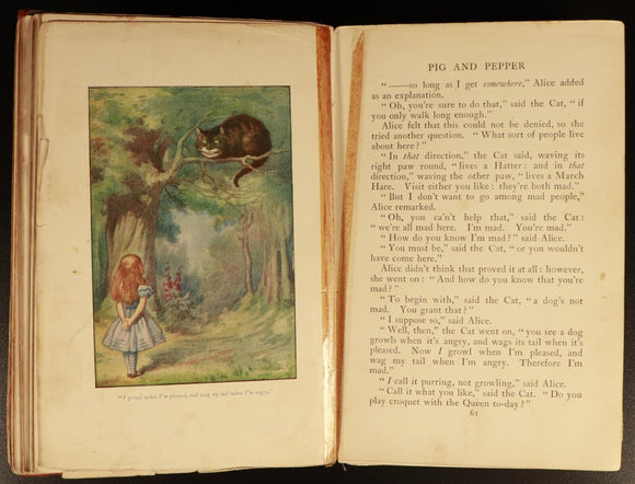 1911 Alice's Adventures In Wonderland L Carroll & J Tenniel Antique Fiction Book