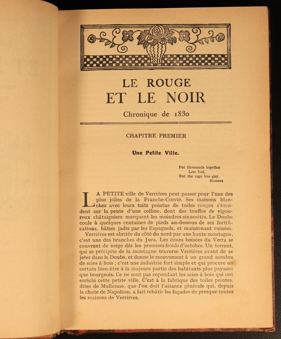 c1920 2vol Stendhal Le Rouge Et Le Noir Antique French Fiction Book Set