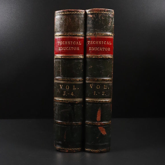 1872 2vol The Technical Educator Antique General Reference Book Set Illustrated