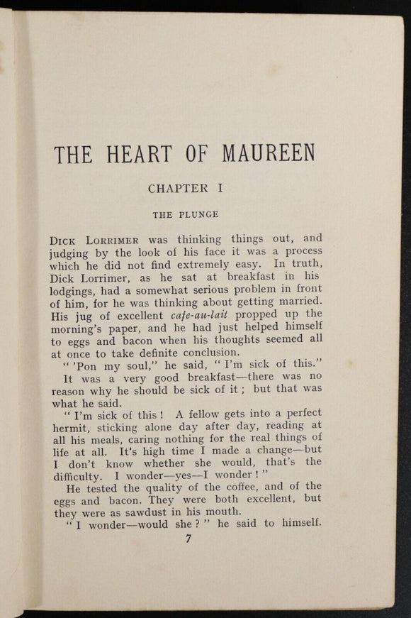 1910 The Heart Of Maureen by John Strange Winter Antique British Fiction Book