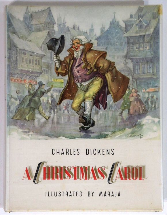 1960 A Christmas Carol: Charles Dickens Vintage Illustrated Fiction Book