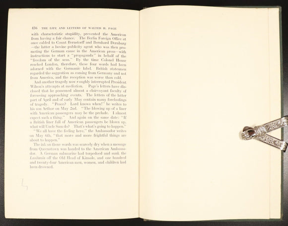 1922 2vol The Life & Letters Of Walter H. Page Antique WW1 History Books 1st Ed