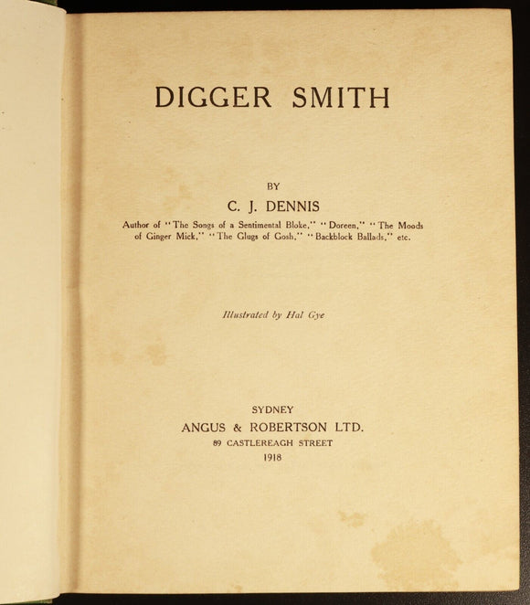1918 Digger Smith & 1915 Sentimental Bloke CJ Dennis Antique Australian Books