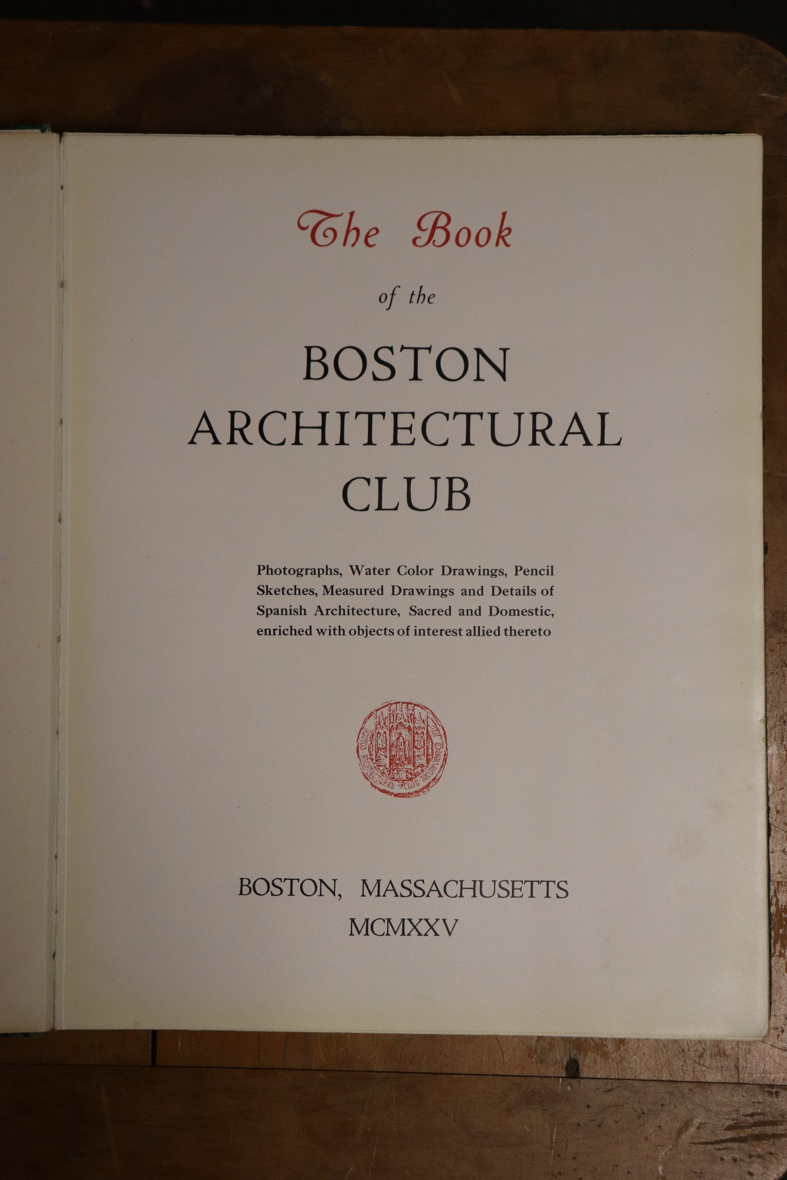 The Book of the Boston Architectural Club for 1925 - Rare Antiquarian Book