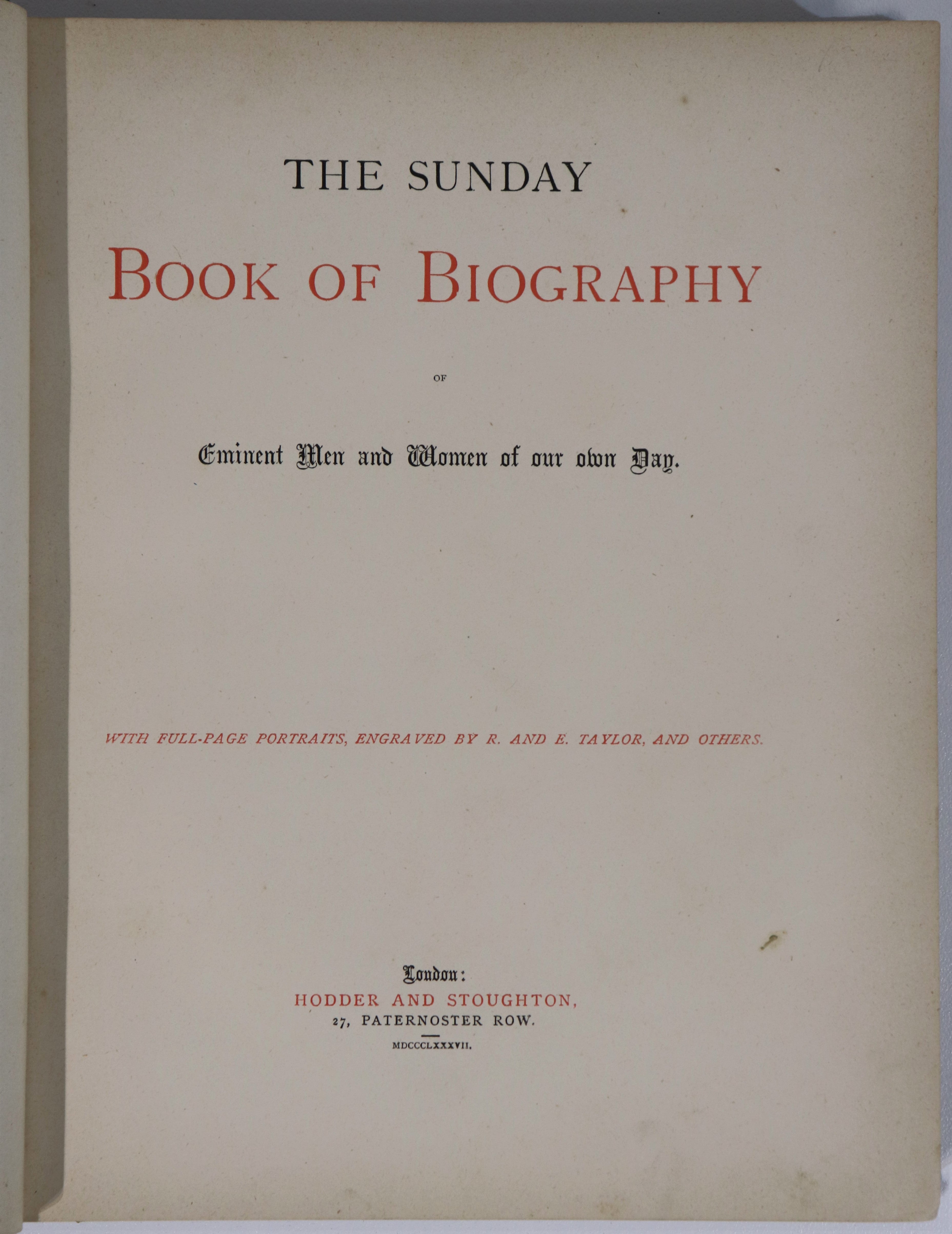 The Sunday Book Of Biography: Eminent Men & Women - 1887 - Antique History Book - 0