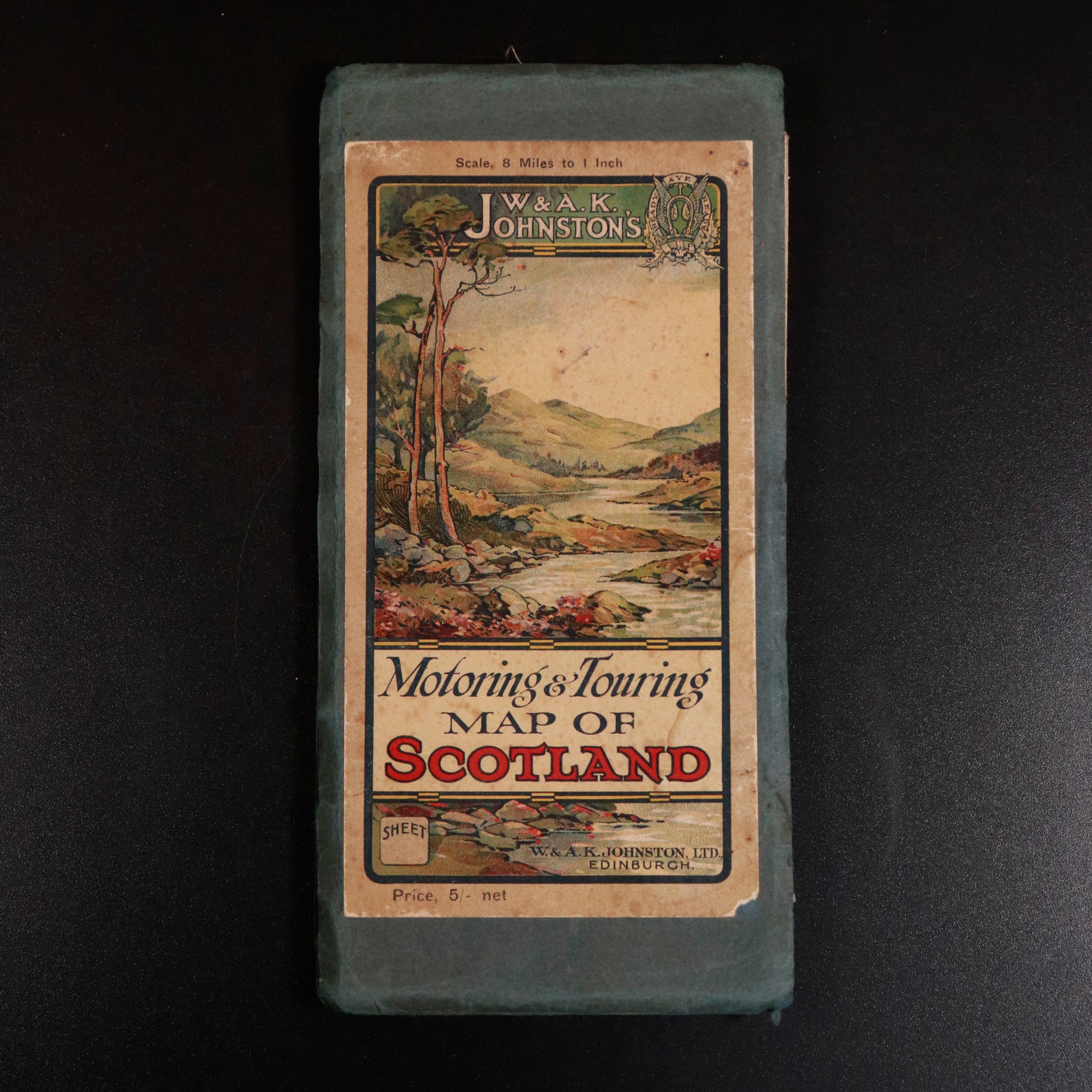 c1930 Johnston's Motoring & Touring Map Of Scotland Antique Map Travel Book