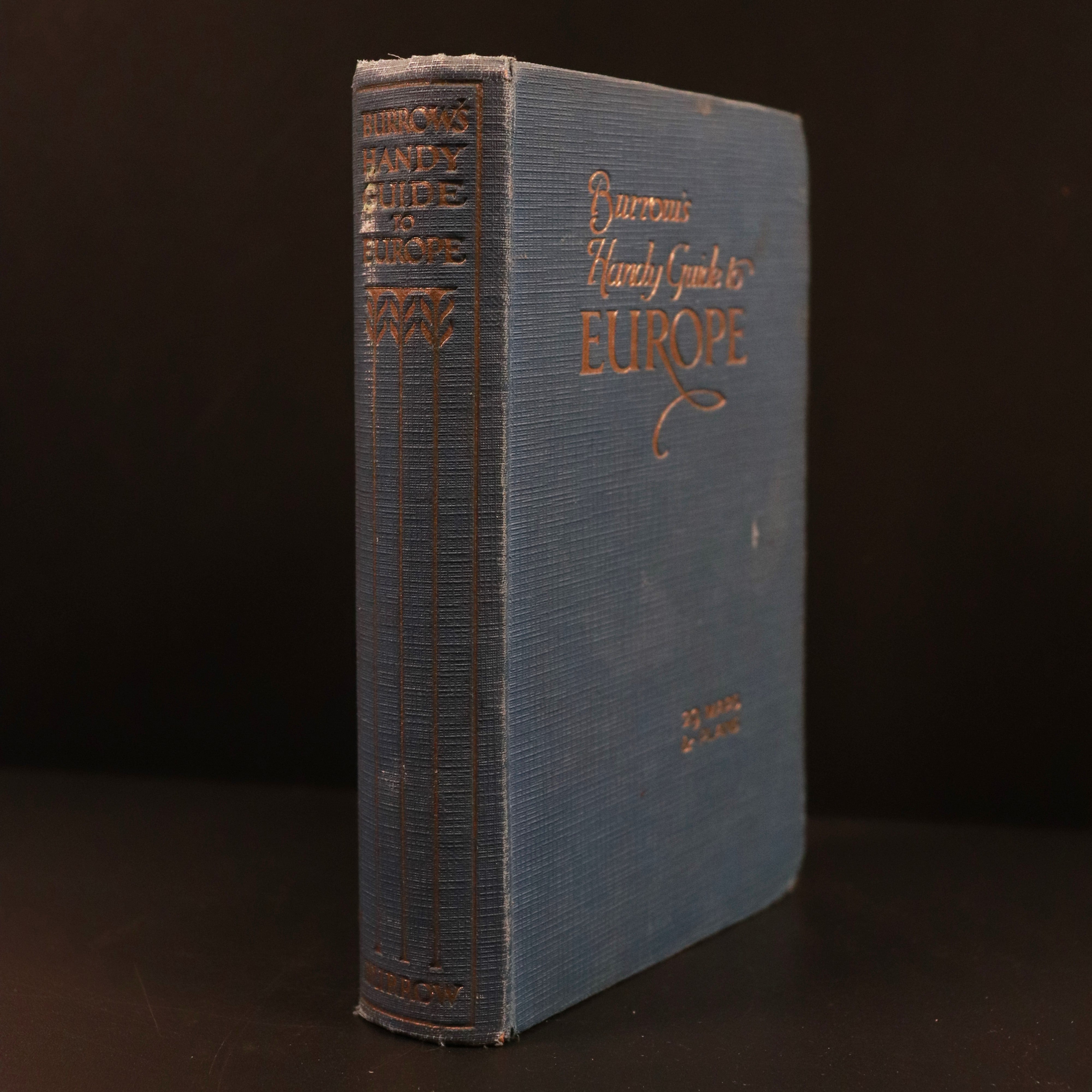 c1930 Burrow's Handy Guide To Europe Antique Travel Guide Book w/Maps