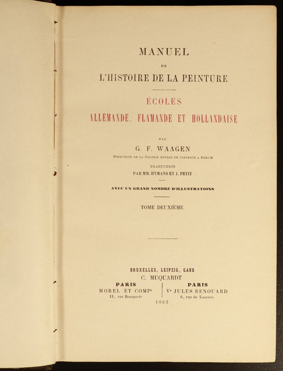 1863 2vol Manuel De l'Histoire De La Peinture Antiquarian French Art Books
