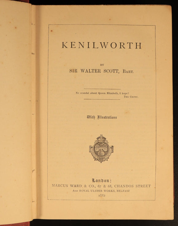 1882 Kenilworth + Guy Mannering by Walter Scott Antique Fiction Books 2vol In 1
