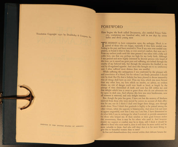 The Decameron of Giovanni Boccacci Italian Fiction Book Collectors Library