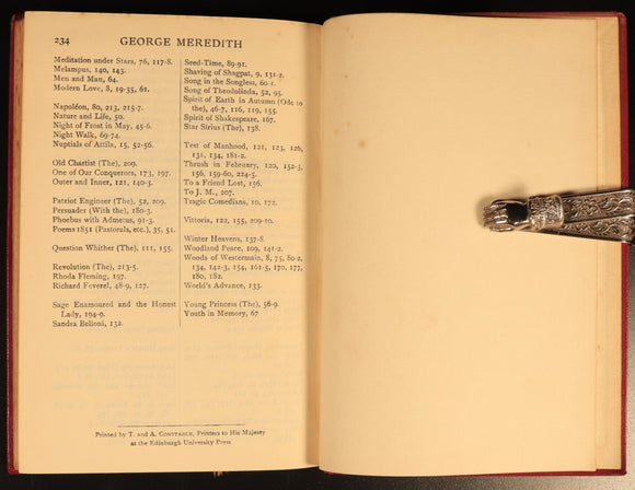 1912 The Poetry & Philosophy Of George Meredith by GM Trevelyan Antique Book