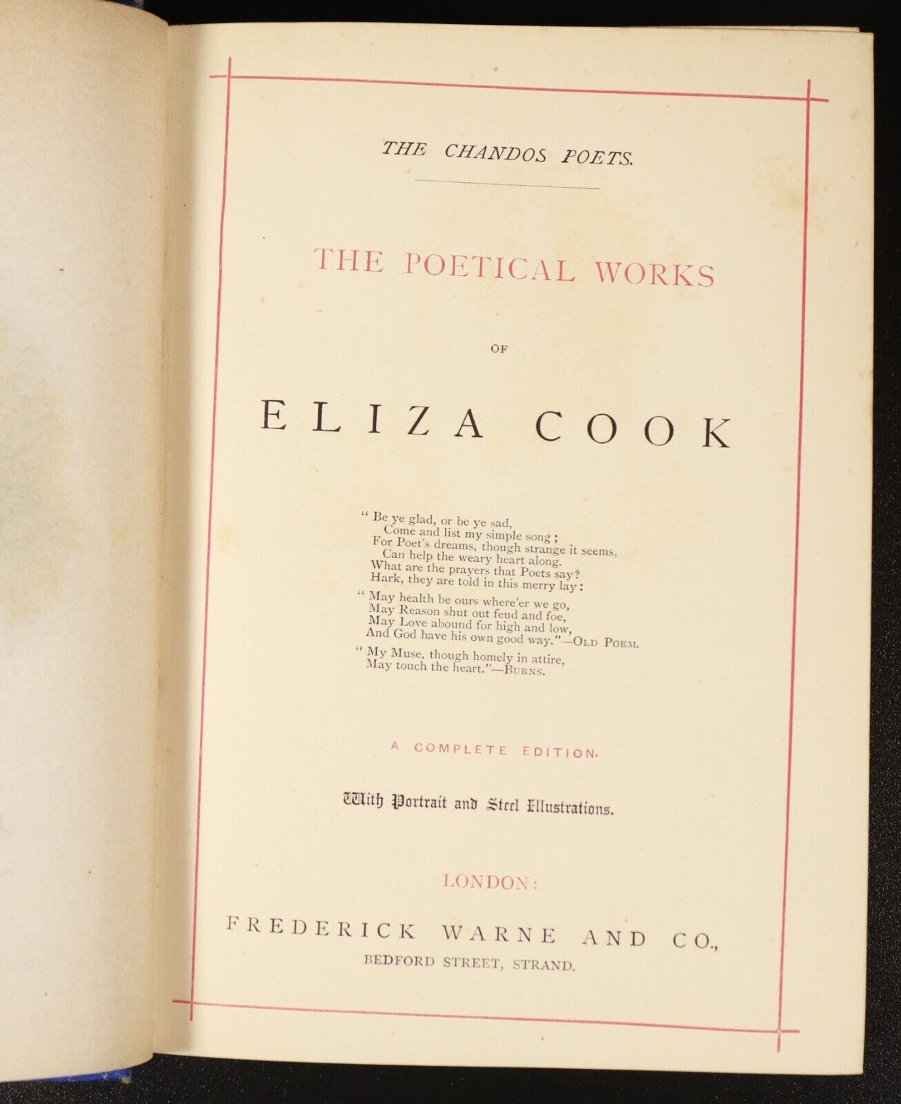 c1885 The Poetical Works Of Eliza Cook Antique British Female Author Poetry Book