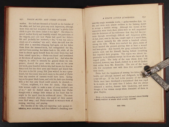 c1910 Taken Alive & Other Stories by E.P. Roe Antique American Fiction Book