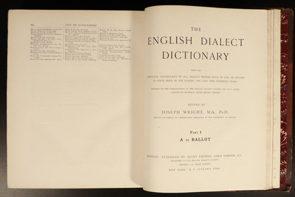 1898 6vol The English Dialect Dictionary British Antiquarian Reference Book Set