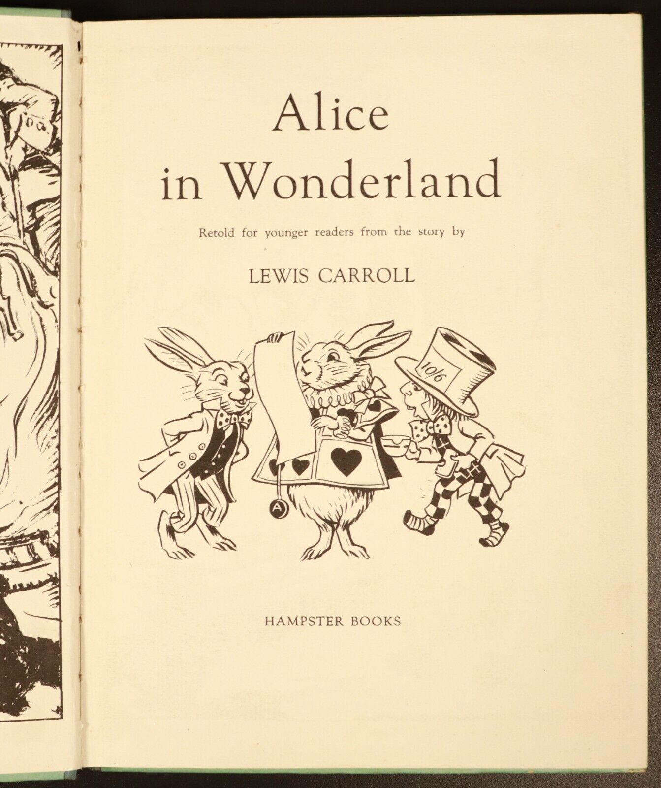 c1950's Alice In Wonderland by Lewis Carroll Antique Fiction Book Illustrated