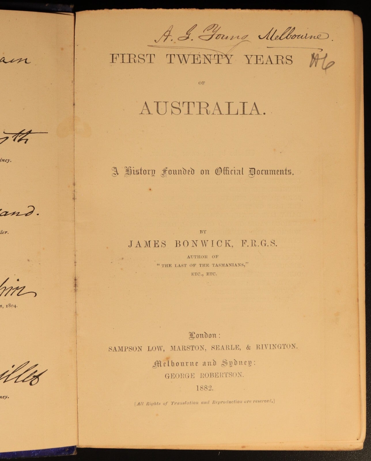 1882 First Twenty Years Of Australia Antiquarian Australian History Book Bonwick