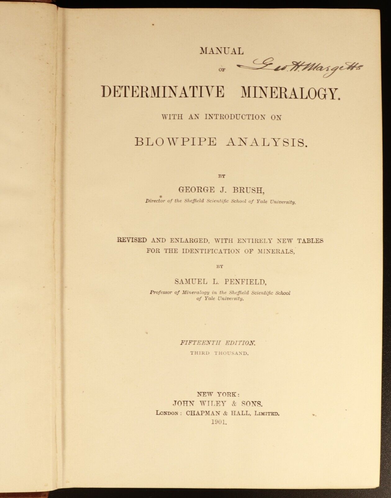 1901 Manual Of Determinative Mineralogy by George J Brush Antique Reference Book