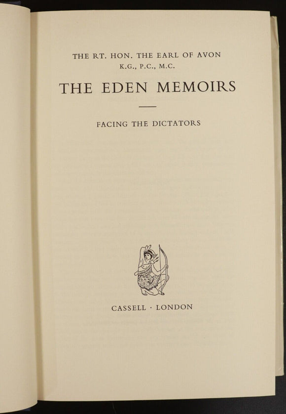 1962 The Eden Memoirs Facing The Dictators Military Book Earl Of Avon 1st Ed.