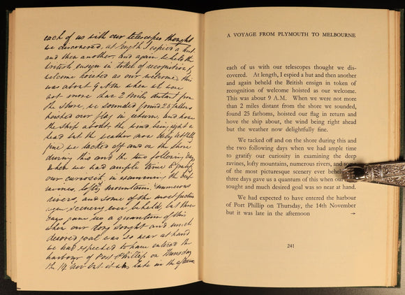 Voyage From Plymouth To Melbourne In 1839 Australian History Book J.B. Were