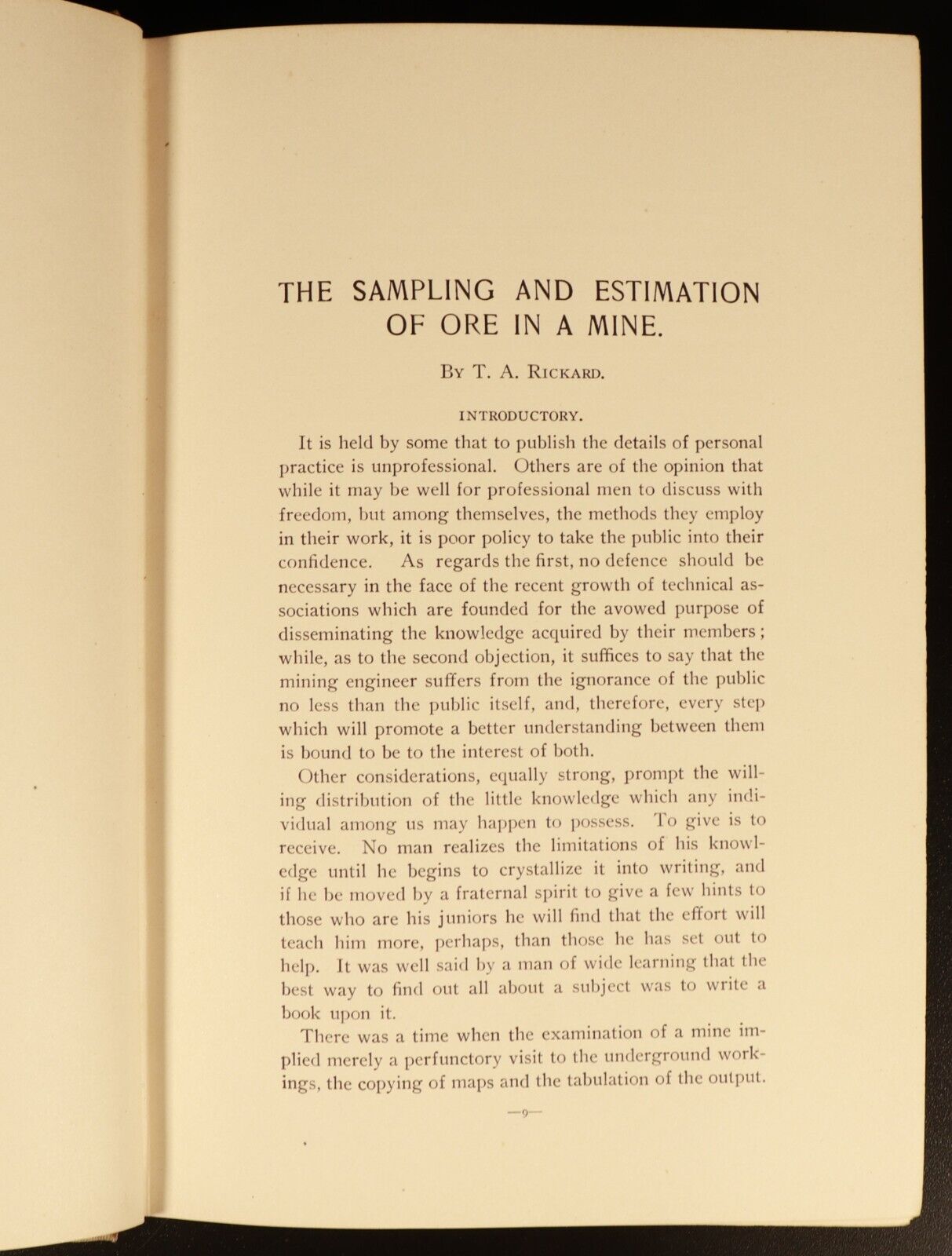 1904 Sampling Of Ore In A Mine TA Rickard Antique American Mining Reference Book