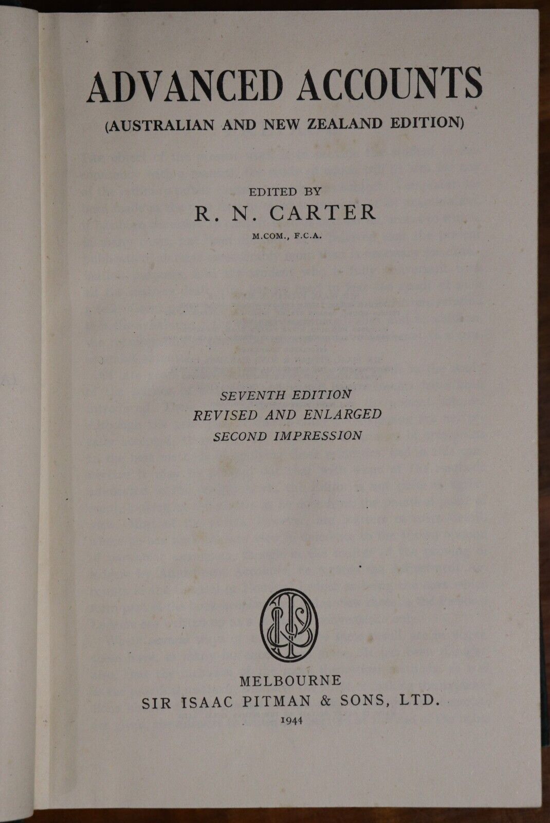 1944 Advanced Accounts Antique Australian Accounting Finance Reference Book